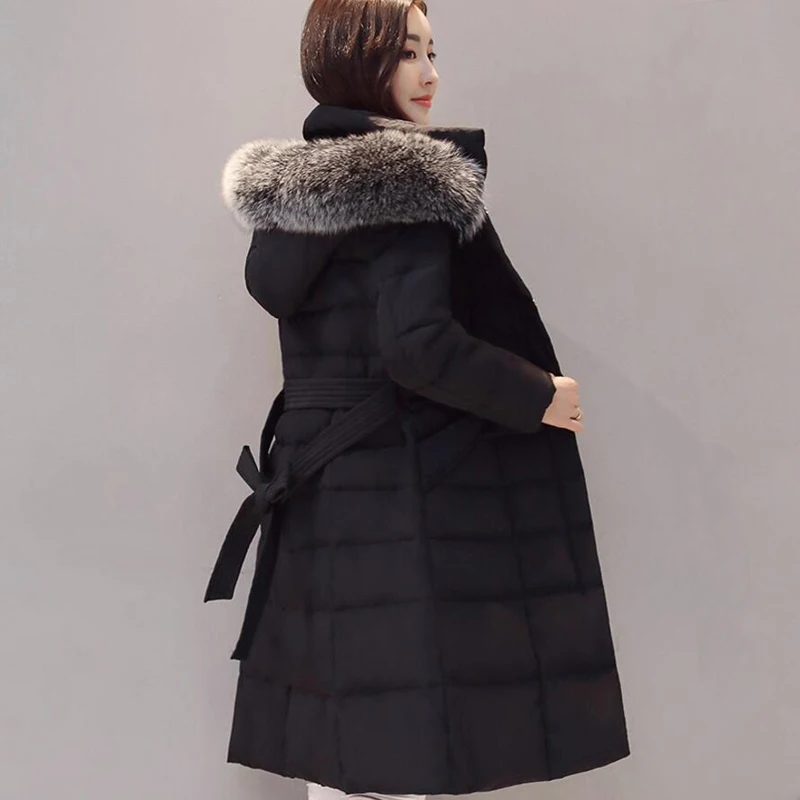 New Fox Fur Collar Down Jacket Women Hooded White Duck Parkas Winter Long Parka Jackets Manteau Femme LY649 | Женская одежда