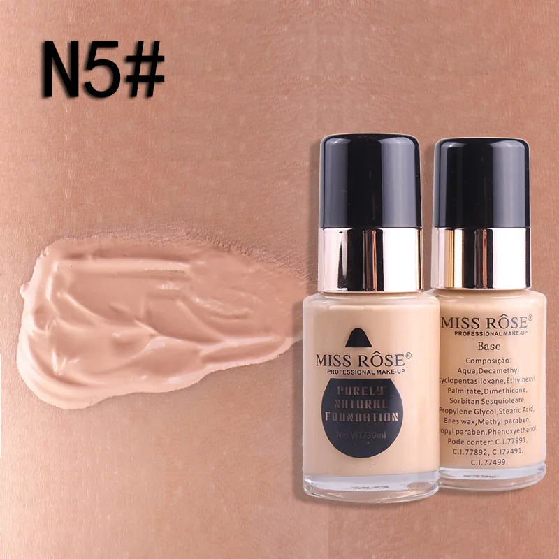 MISS ROSE 30MLGlass Bottle Foundation Repair Nourishing Concealer Foundation - Цвет: N5 BEIGE 5