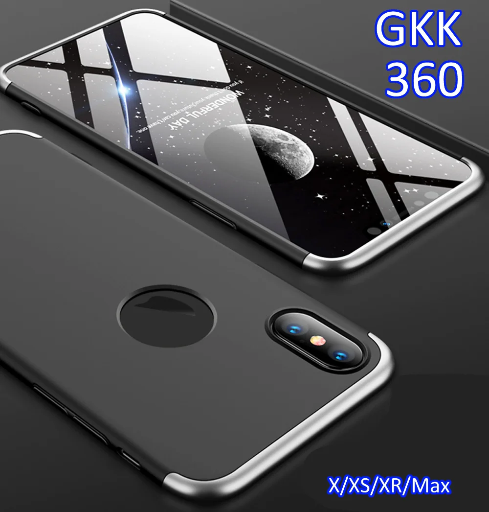 Чехол GKK для iPhone XS Max XR 360 с полной защитой кольцевой держатель ручка|Бамперы| |