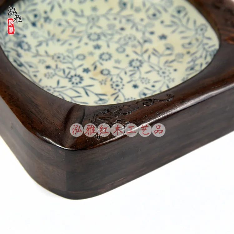 

Mahogany inlaid ebony wood porcelain ashtray creative fashion ashtray business gifts Home Decoration Decorations