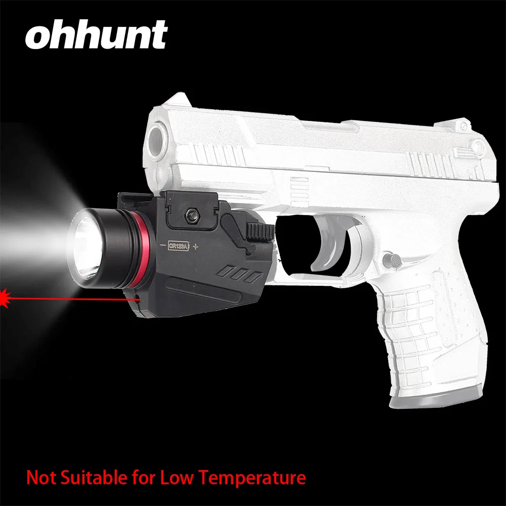 Красный Ohhunt тактический охотничий красный зеленый лазерный прицел светодиодный фонарик Встроенный комбо нейлоновый материал для Вивера Пикатинни - Цвет: Красный