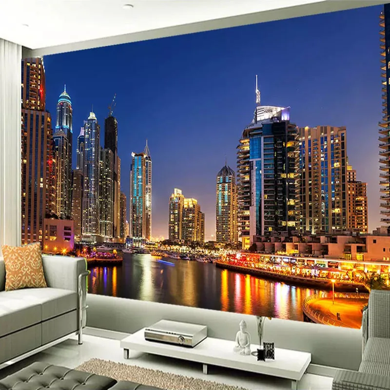Building & Hardware Custom 3D Photo Wallpaper Dubai Night View City  Building Wall Mural Background Home & Garden 