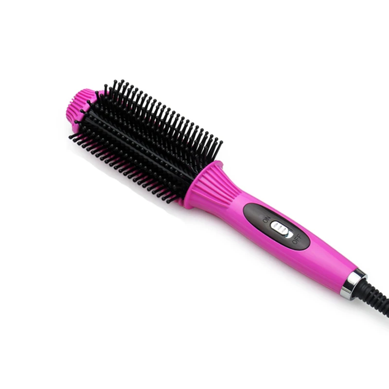 Утюг волос Профессиональный электрический выпрямитель кисть 2 в 1 бигуди керлинг