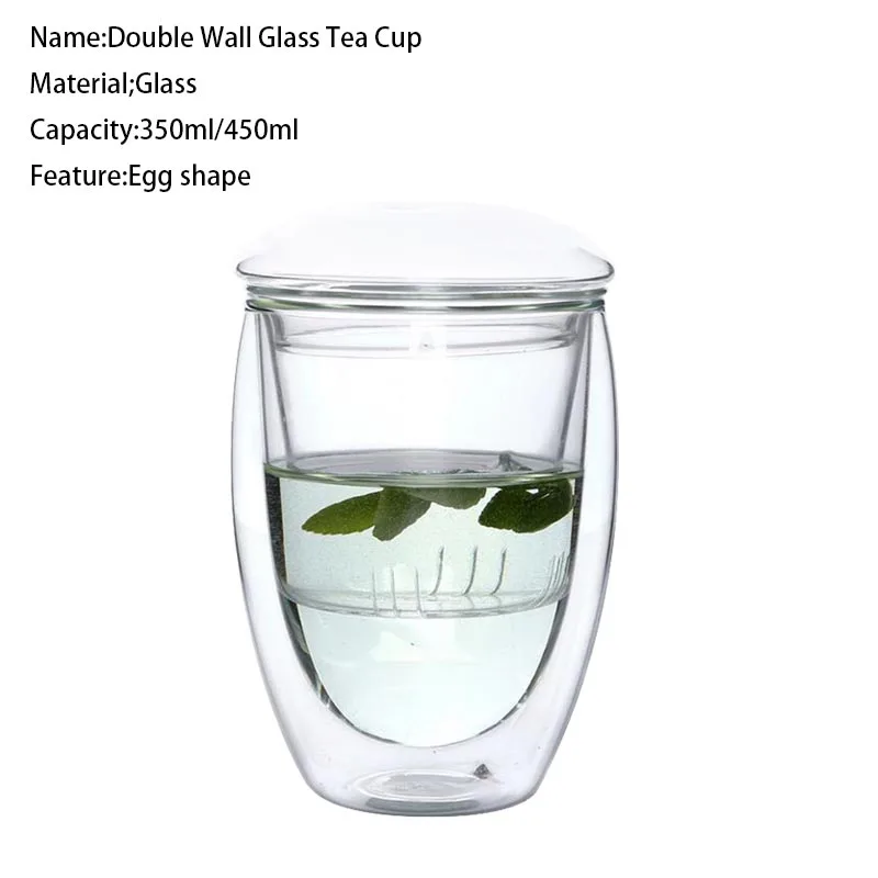 450 ml Творческий Краткая двойными стенками Слои чай cup с крышкой фильтра