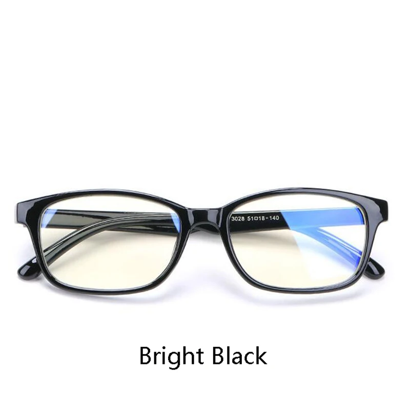 bright black frame 0 Анти-синий светильник для женщин и мужчин, очки для близорукости с градусом, Модный ПК синий светильник, блокирующие близорукие очки-1,0-1,5-2,0-4,0 - Цвет оправы: bright black frame 0