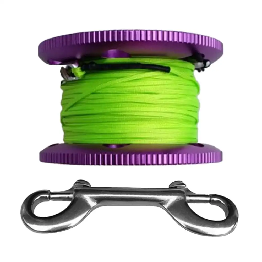 20M Purple Дайвинг алюминиевый Finger Spool Катушка 20 Вт, 30 Вт, 50 м линия с Нержавеющая сталь оснастки зажим болта цвет: черный, синий фиолетовый - Цвет: 20M Purple