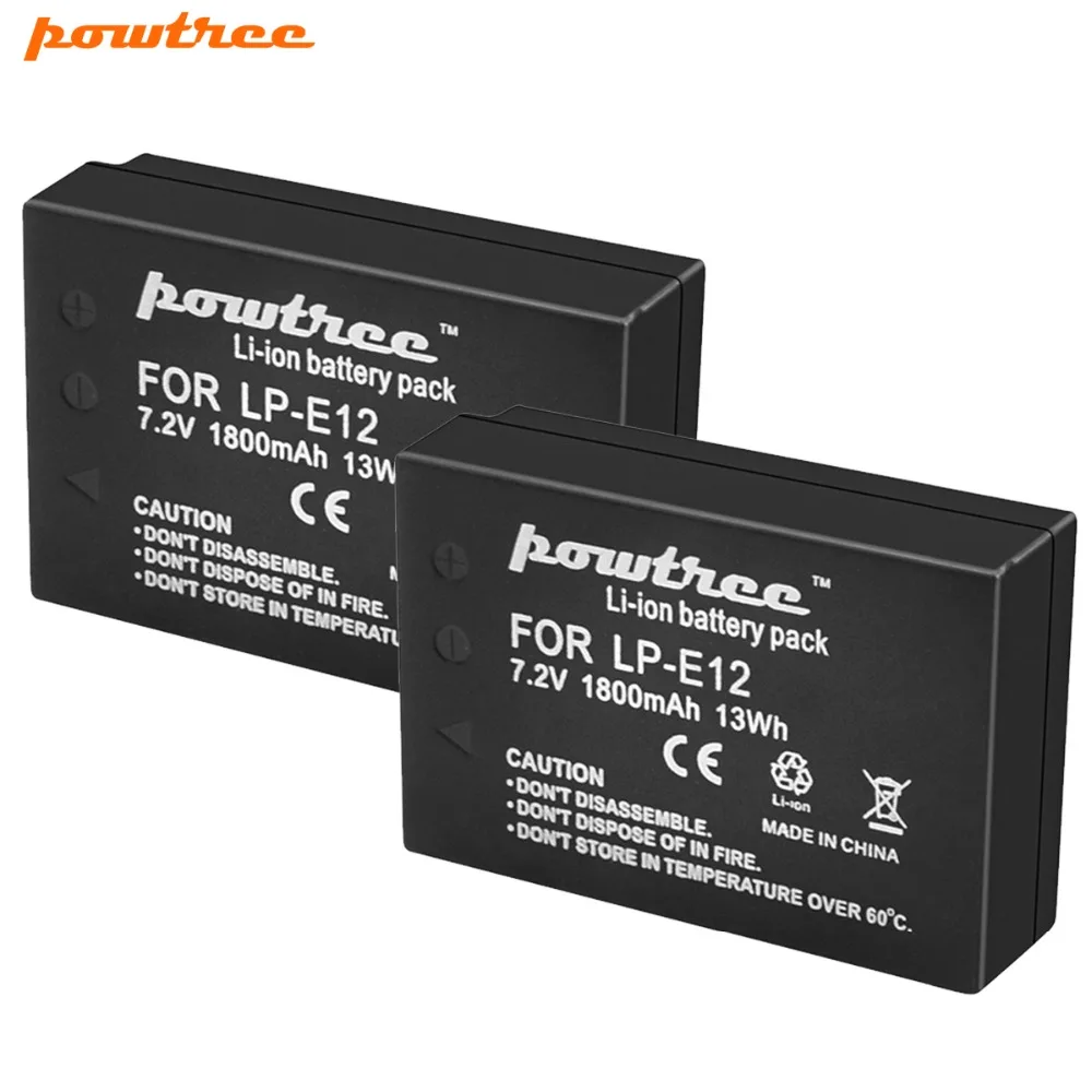 Сменный аккумулятор Powtree для цифровой камеры Canon 7 2 В 1800 мАч шт. LP E12 LPE12 EOS M50 M100 100D Kiss