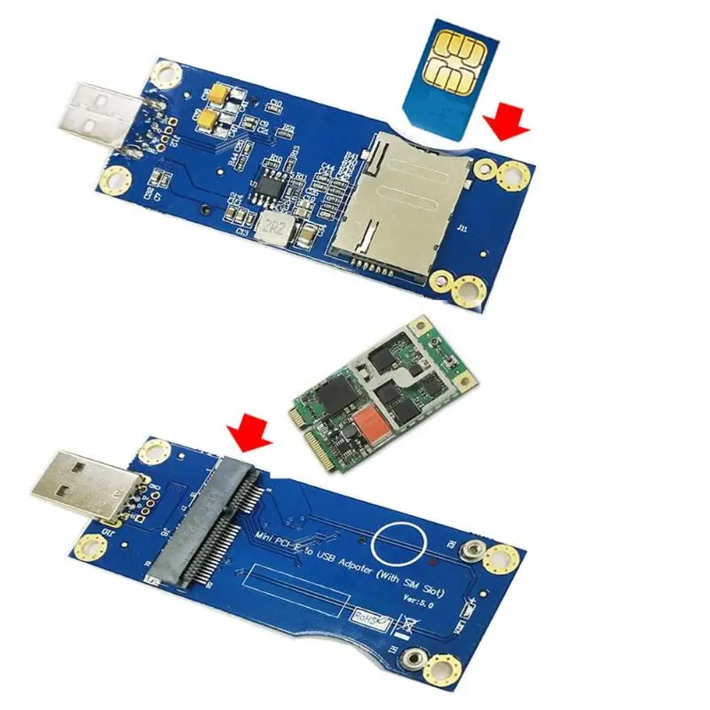 Мини PCI-E беспроводной к USB со слотом для sim-карты WWAN LTE модуль адаптера карты для рабочего стола/встроенной системы