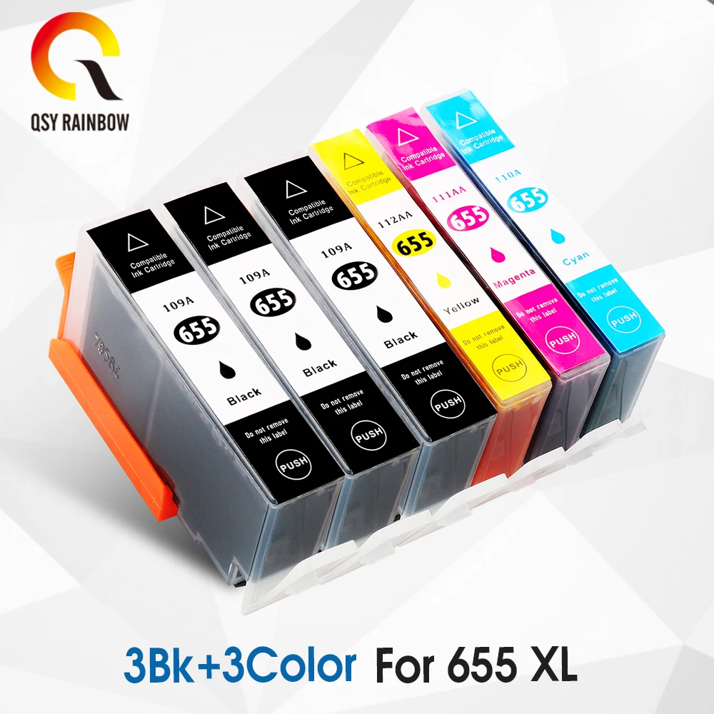 CMYK SUPPLIES 6x Замена для hp 655 с чипом струйного принтера Deskjet 3525/4615/4625/5525/6520/6525