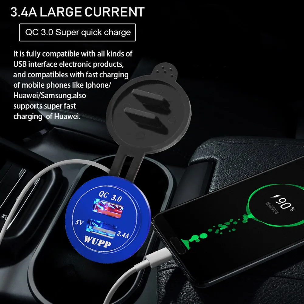 Автомобильное быстрое зарядное устройство QC 3 0 адаптер питания двойной USB