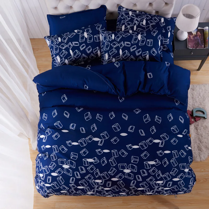 Galaxy Meteor Stream Stars Starry Sky Pattern Blue White 3/4pcs Bedding Set Adult Kid Soft Bed Linen Single Full Queen King Size | Дом и сад