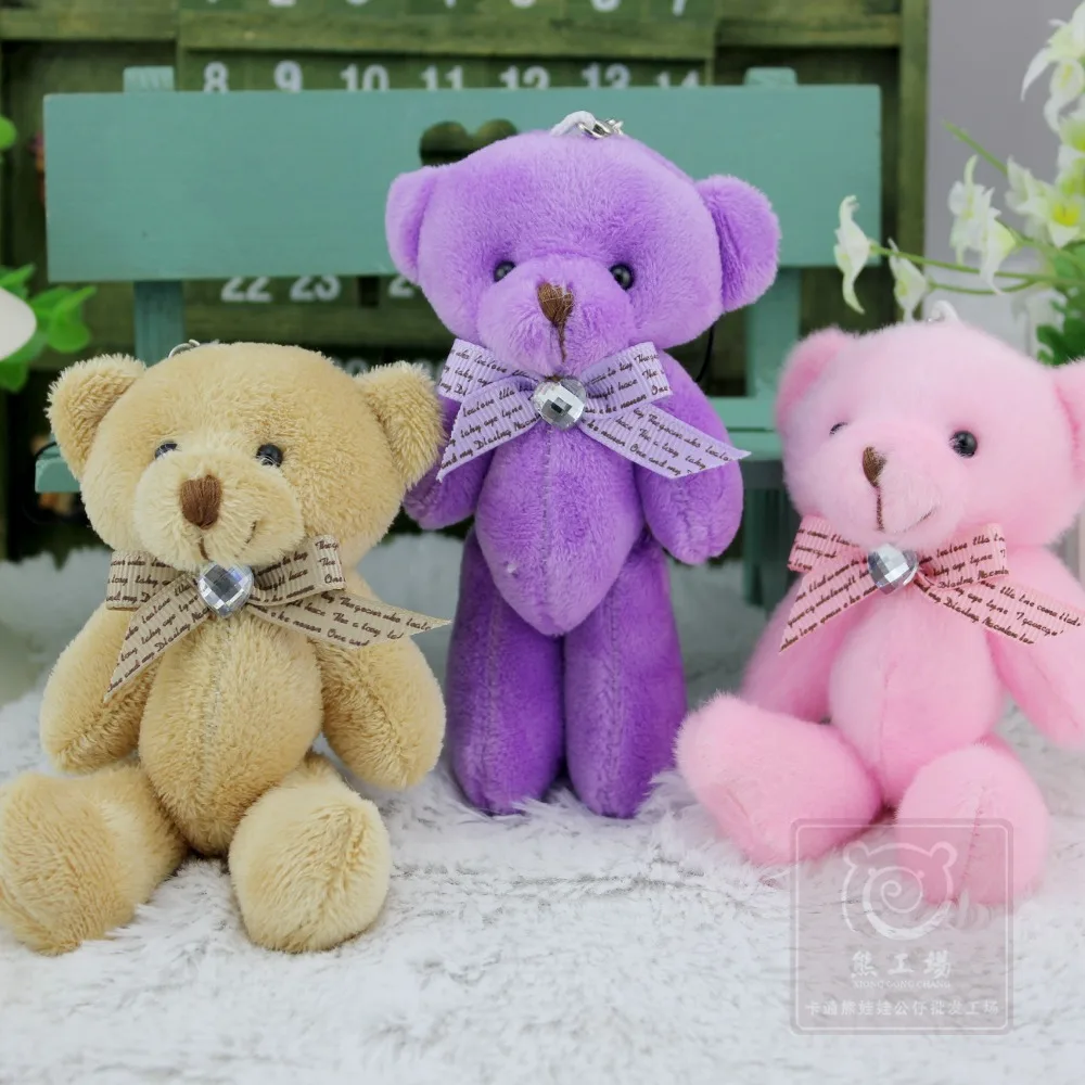 12 шт./лот см мини шарнирный Мишка Тедди женская сумка Подвески с галстуком