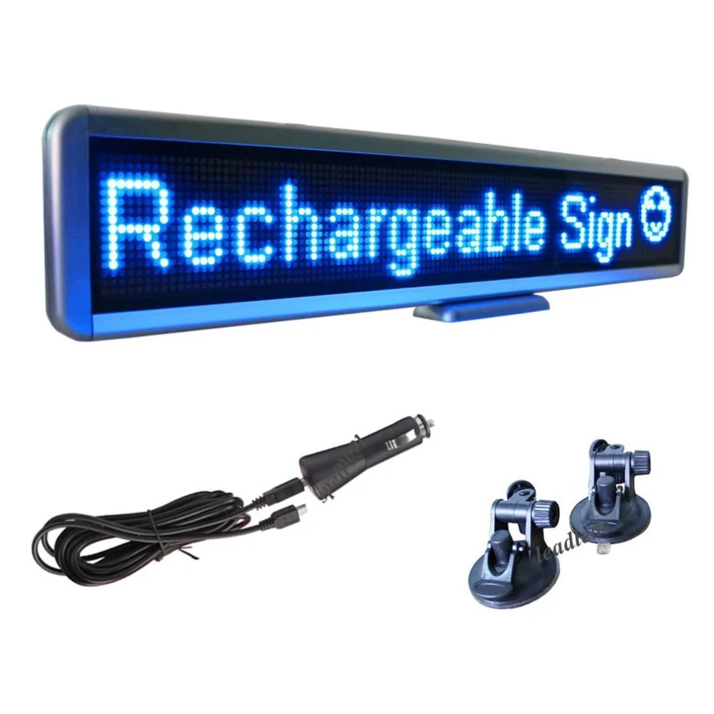 LED Car Display Blue LED Light Scrolling Message USB Rechargeable Programmable LED Bus Sign Display Car sign Vehicle Sign Module