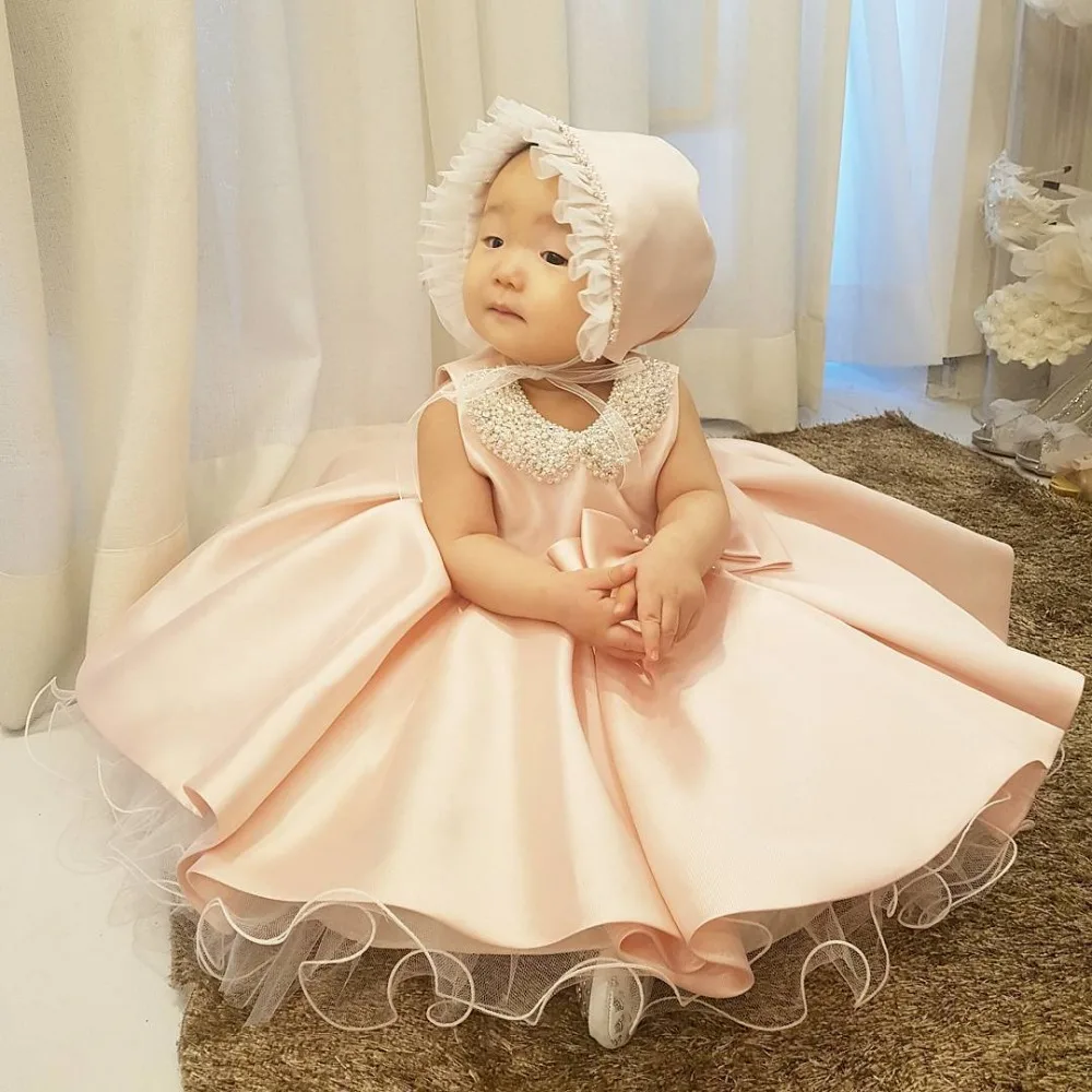 Baby Girl Dresses For Party And Wedding Beaded Bow Princess Girls Tulle Baptism Christening 1st Birthday Ball Gown | Детская одежда и