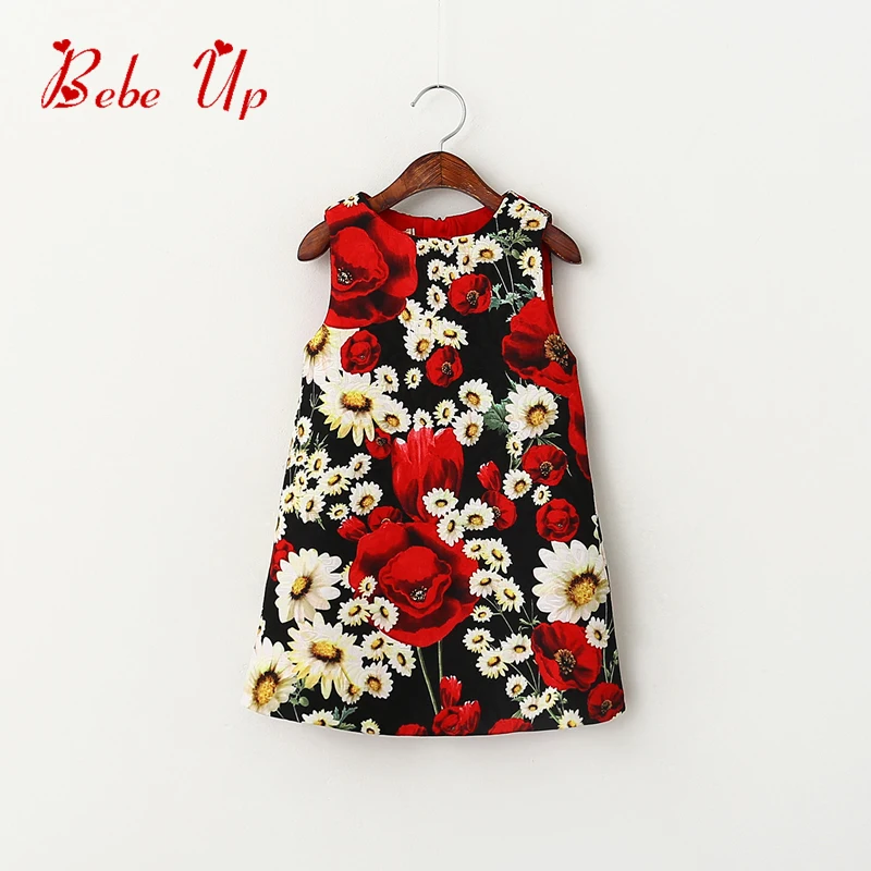 Kids Dresses For Girls Spring Toddler Girl Princess Dress Floral Print Children's Clothing Party Wear A-line Black | Детская одежда