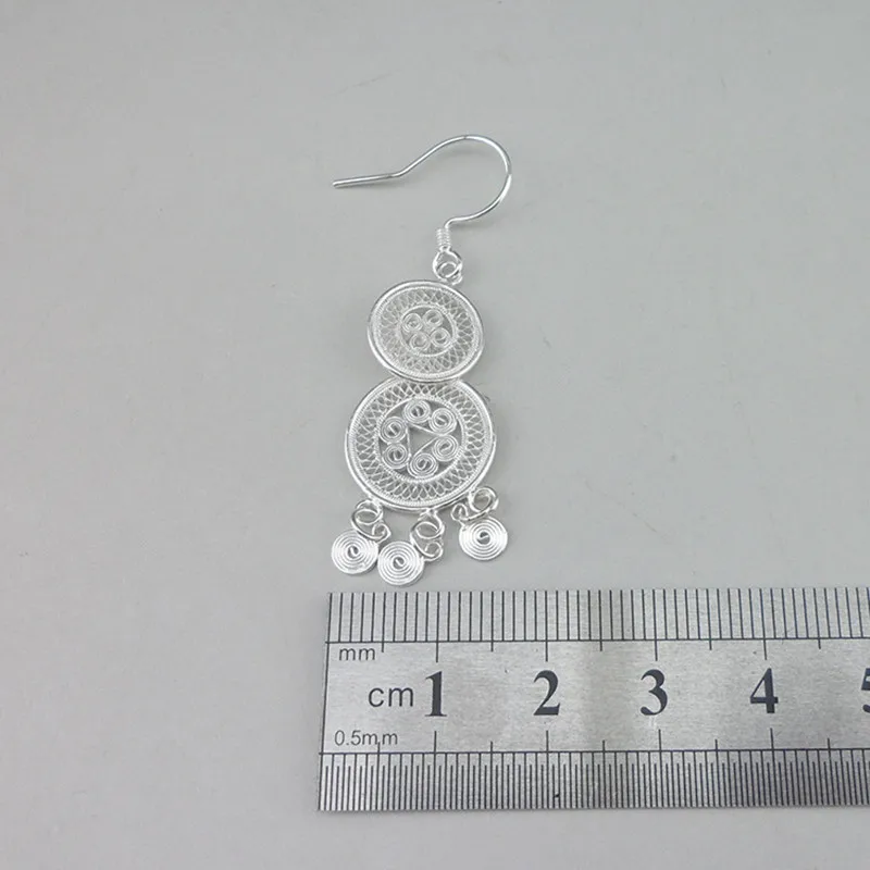 Women's Earings Ethnic Jewelry Boho 999 Sterling Silver 2019 Fashion Korean Vintage Earrings For Women Gourd Hollow Out | Украшения и