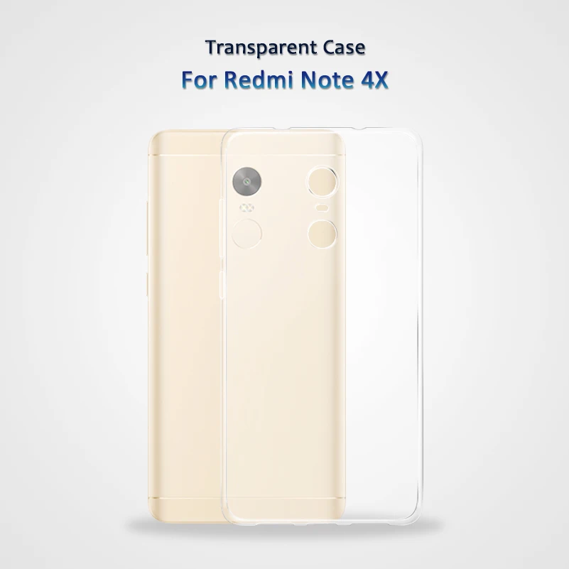 Телефонный чехол из прозрачного силикона для Xiaomi Redmi Note 4X силиконовый Прозрачный
