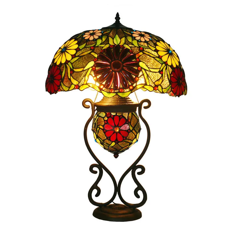 Стеклянная художественная настольная лампа FUMAT роскошный витражный Подсолнух