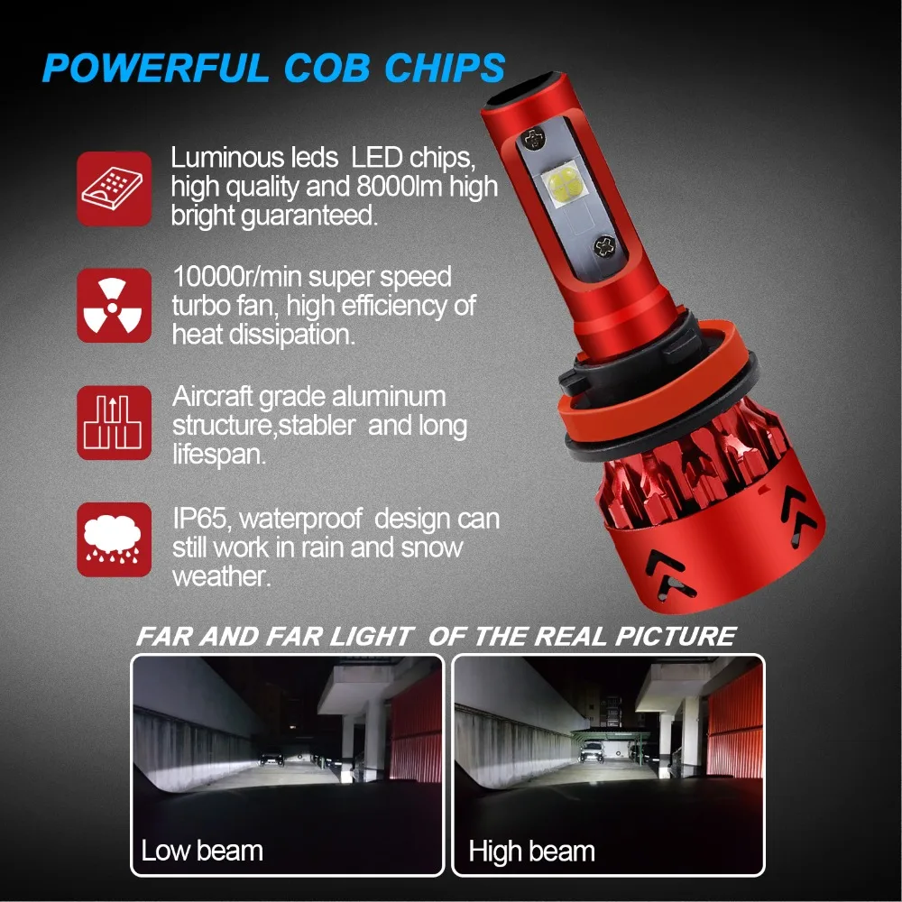 2 шт. Автомобильные светодиодные лампы H7 H4 H1 H3 H11 9005 HB3 60 Вт 6000 лм|headlight h7 led|h7 ledled h4 |