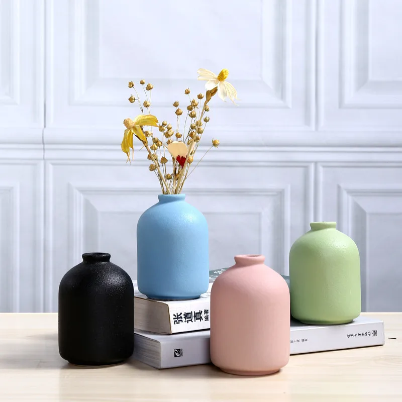 Матовая керамическая ваза для цветов в стиле ретро настольная декоративная