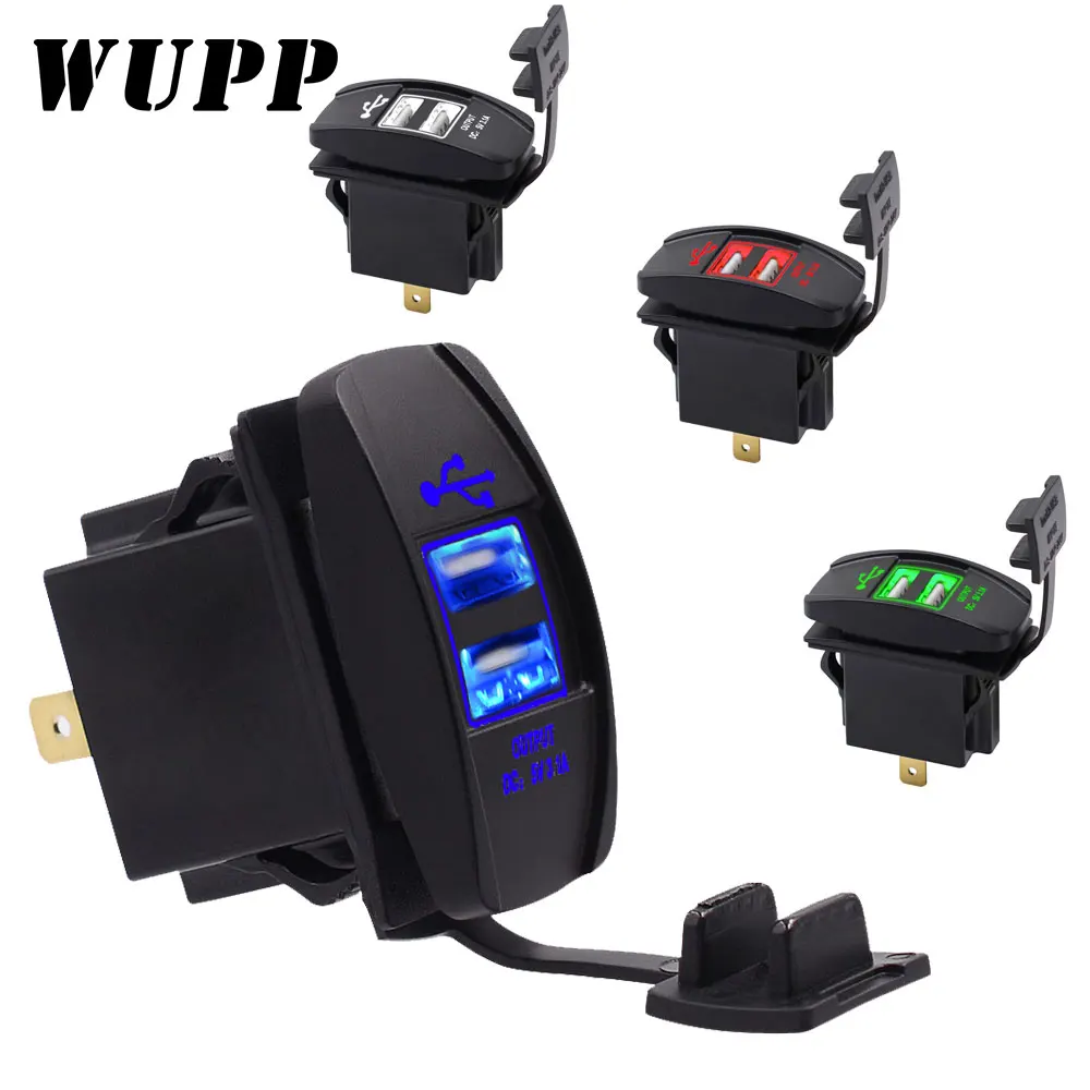 WUPP Dual USB Автомобильное зарядное устройство адаптер питания 3.1A 5V розетка DC 12V 24V для