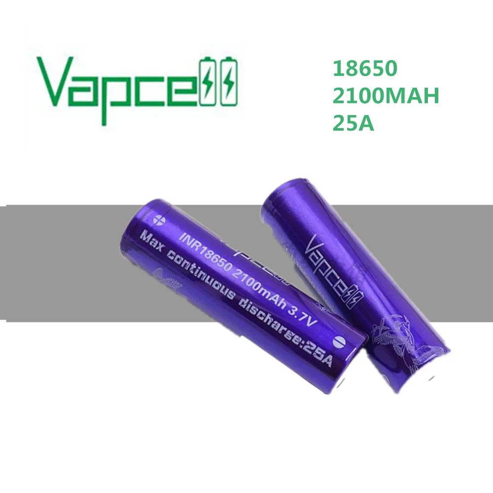 2 шт. VAPCELL INR18650 2100 мАч INR 18650 литиевая аккумуляторная батарея непрерывная 25 А