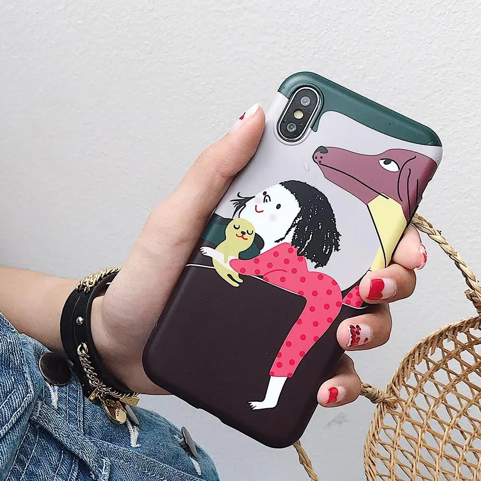 Simple illustration mobile phone case For iPhone 6 6S 7 8 Plus Drop-proof Back Covers iphone X Funda |