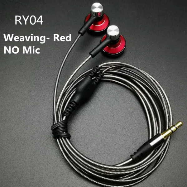 RY04 Weave-R NO MIC RY04 оригинальные наушники-вкладыши производитель металла 15 мм качество музыки звук HIFI наушники(ie800 стиль), 3,5 мм, ткацкий кабель - Цвет: RY04 Weave-R NO MIC