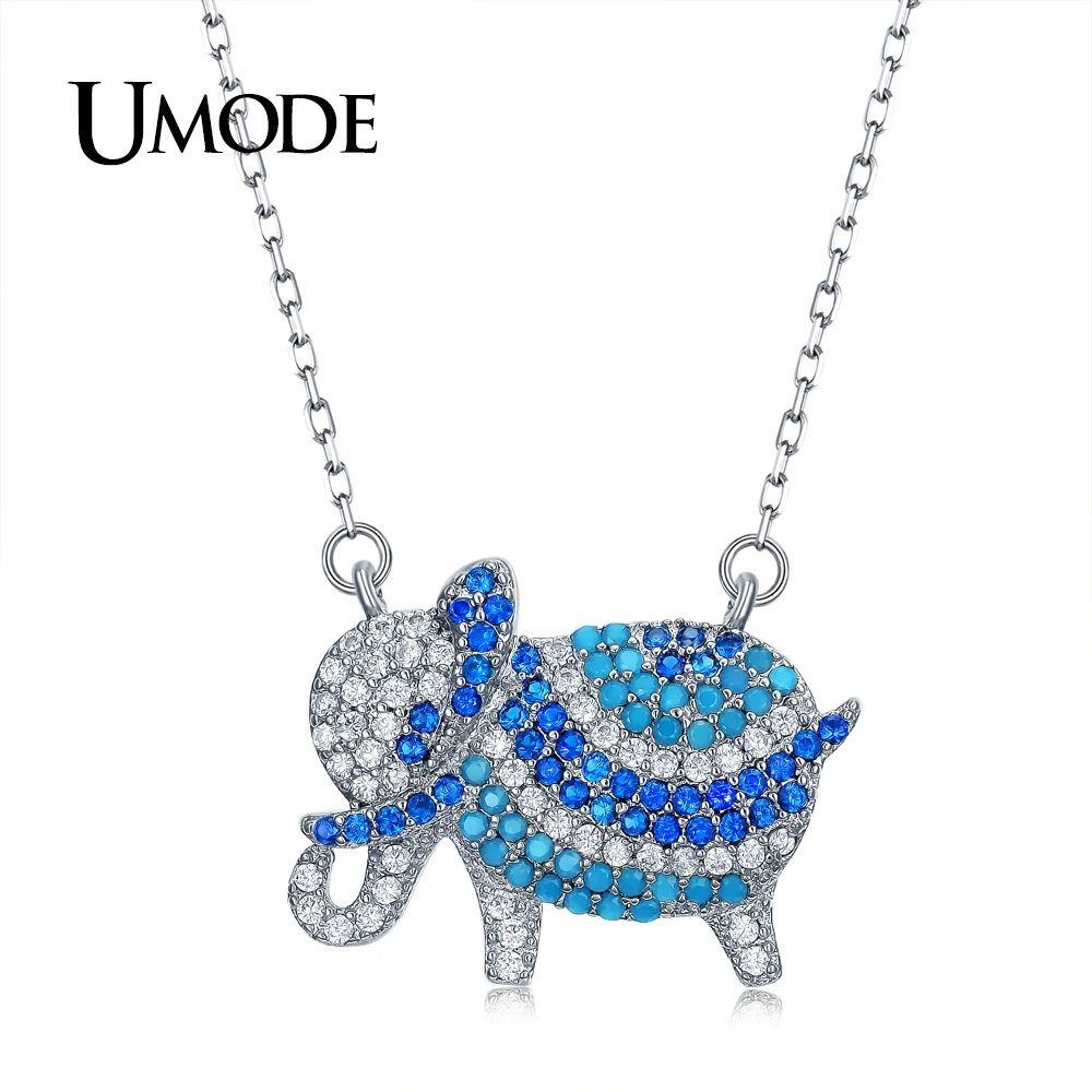 UMODE Очаровательное ожерелье с синим слоном подвеска для девушки цвет белый