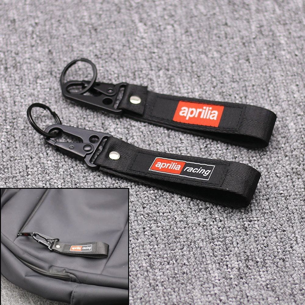

NEW Motorcycle Embroidery Strap Key Ring Keyring For Aprilia Racing RSV Tuono Motocross Key Chain Keychain BLACK