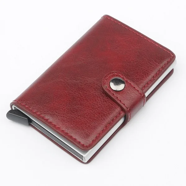 wine red Новинка RFID визитница мужские кошельки сумка для денег Мужской винтажный 6 цветов короткий кошелек маленький кожаный бумажник мини кошельки тонкий - Цвет: wine red