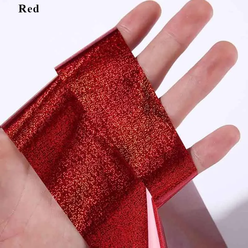 Red 8 цветов Фольга для ногтей Звездный лазер Блестящий песок форма красота передачи Советы Клей стикер ремесло DIY голографические DIY украшения - Цвет: Red