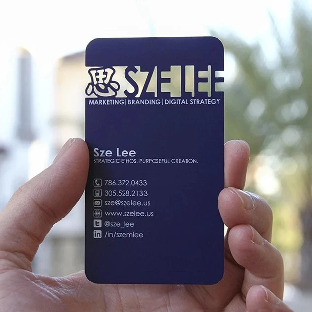 

Metal cutting out electroplated blue membership card