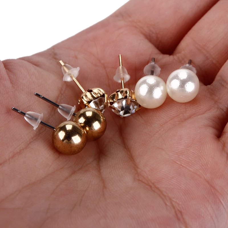 New 9 Pair/Set Gold Silver Plated Ear Stud Crystal Pearl Beads Earrings Women Fashion Jewelry #95619 | Украшения и аксессуары