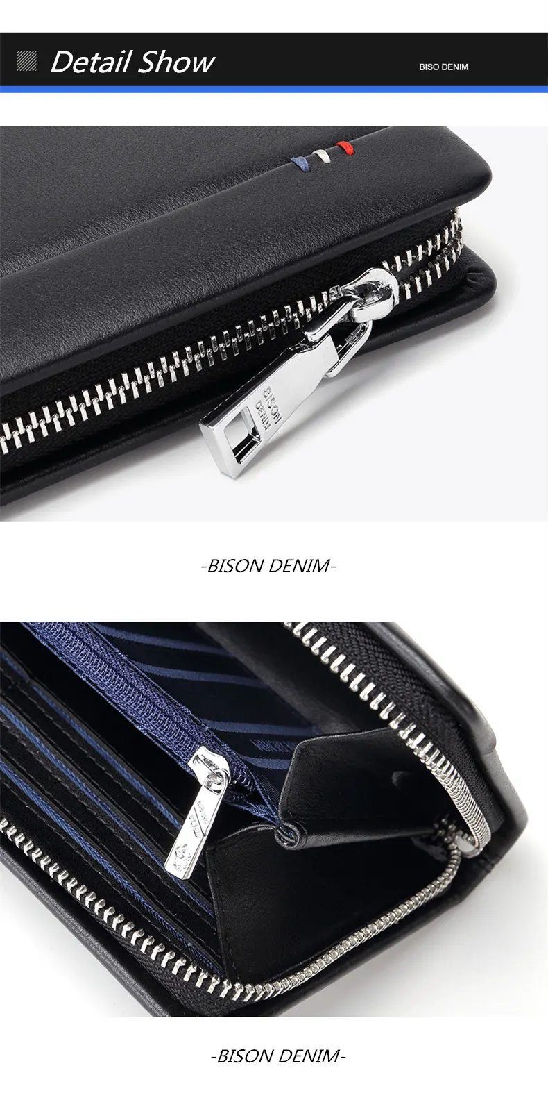 BISON DENIM, Длинный кошелек из натуральной кожи, мужской клатч, сумка из воловьей кожи, кошельки для мужчин, портмоне, деловые кошельки N8008