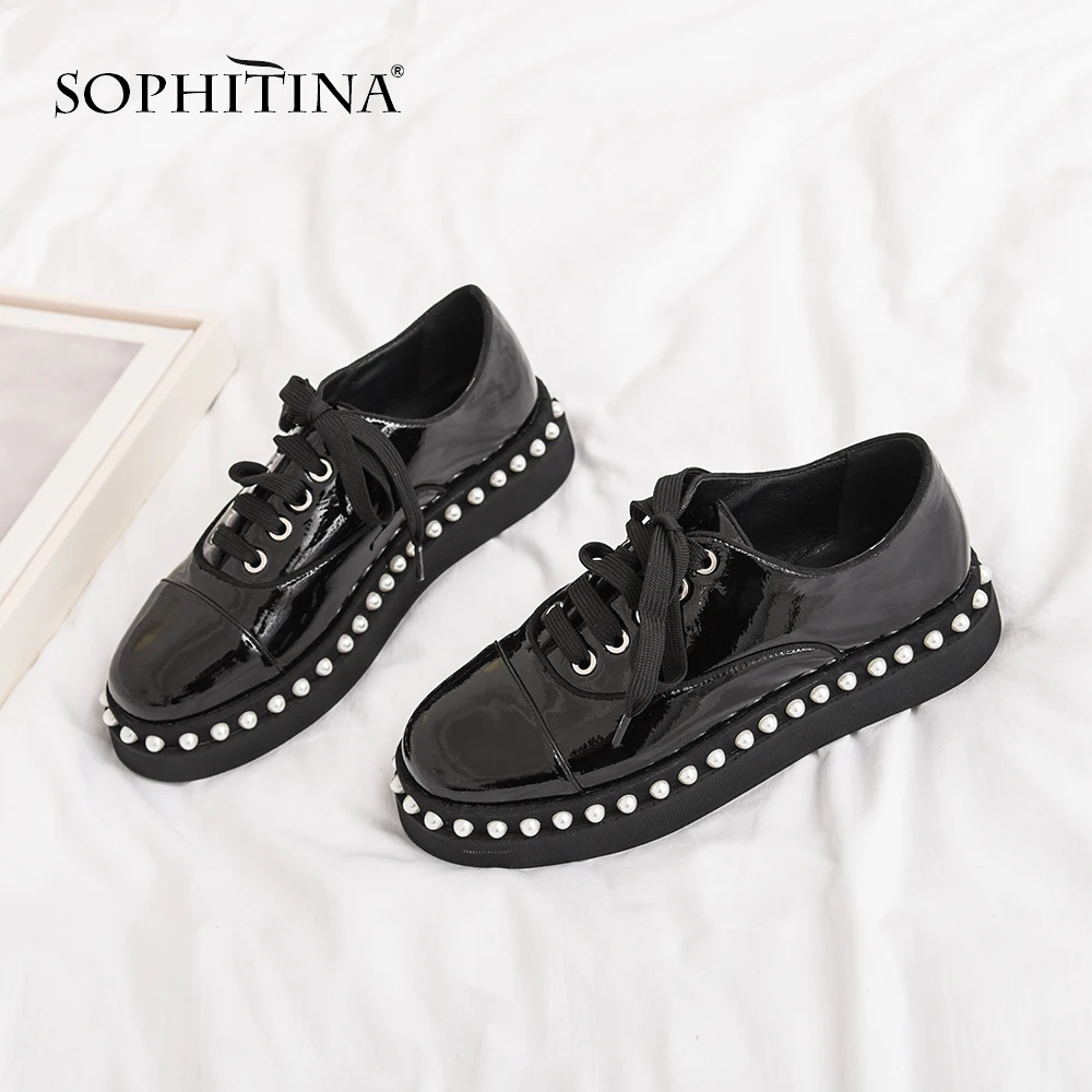 Женские туфли из лакированной кожи SOPHITINA удобные повседневные взрывобезопасные