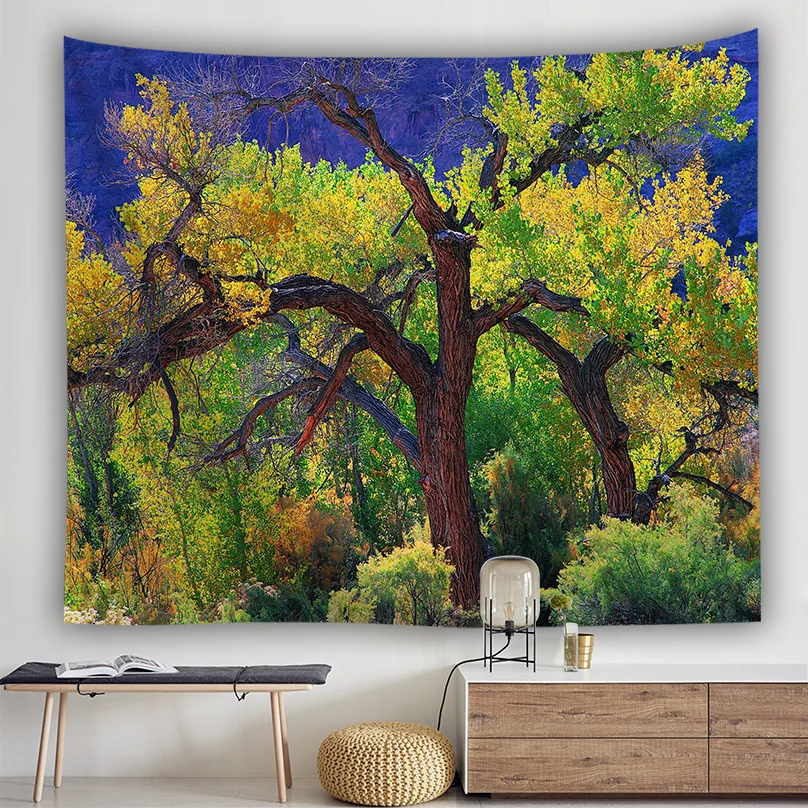 Водопад гобелен лес зеленое дерево одеяло Настенный декор гостиная настенная