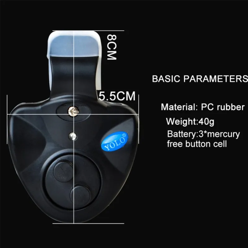 

New Fishing Electronic LED Light Alarm Bell Loud Siren Indicator Clip Fishing Rod Black Board Fish Accessories