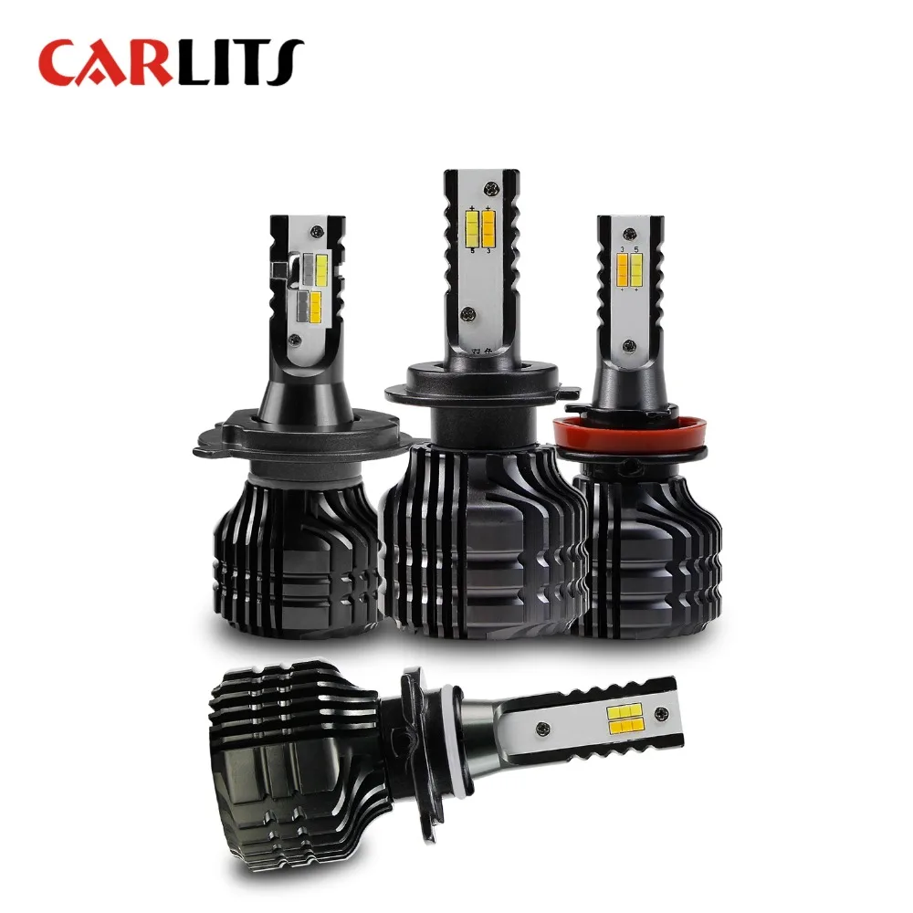 CARLITS 2 шт. H7 H4 светодиодный H11 автомобилей головной светильник 6500K 3500K двойной Цвета автомобильная лампа светодиодный светильник 52 Вт 9005 9006 белый+ желтый