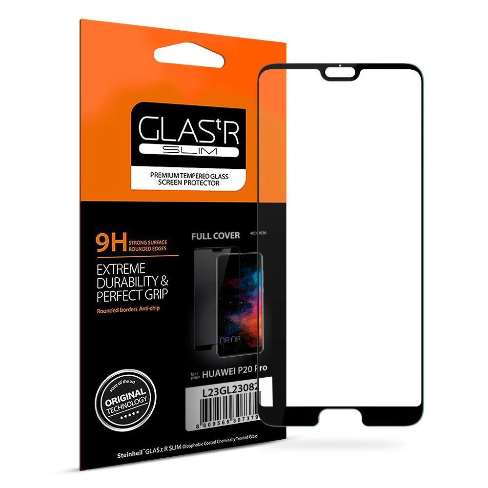 100% Original Spigen Glas.tR Slim Huawei P20 Pro Стеклянный экран протектор Полное покрытие черный