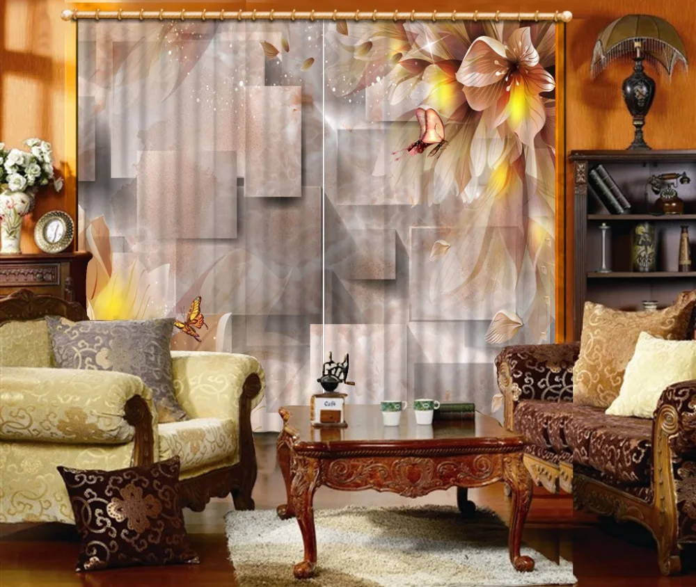 

High Quality Custom Beautiful Living Room Curtains Home Decorative Home Decor 3D Curtain Blackout Shade Window Curtains