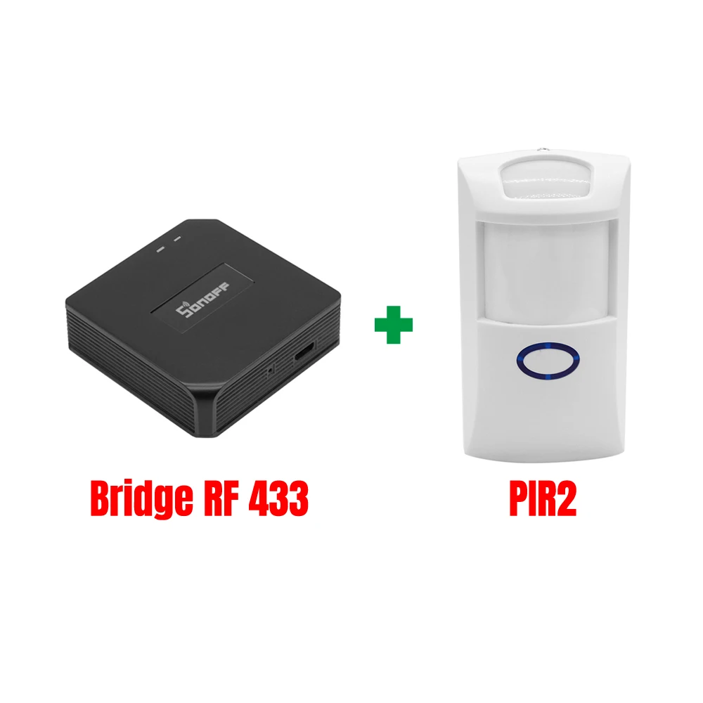Интеллектуальный выключатель света Sonoff RF Bridge Smart комплект для обеспечения домашней безопасности 433 МГц Wi-Fi Беспроводной преобразователь сигнала PIR2/DW1 дверная оконная сигнализация Сенсор домашней автоматизации - Комплект: PIR2 with Bridge