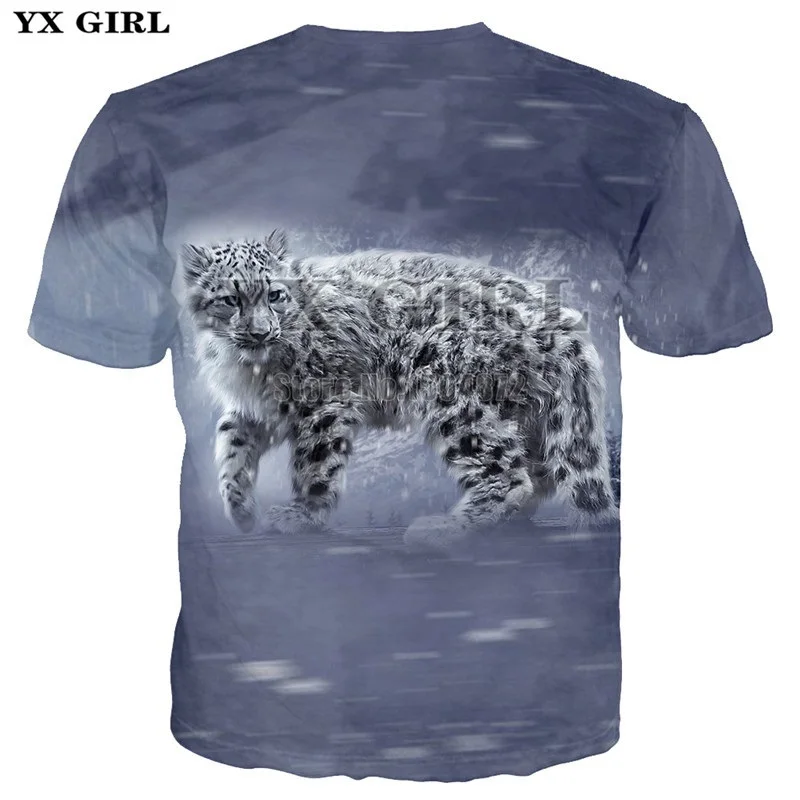 YX Girl бренд 2018 летние футболки с 3d принтом животных Футболка мужская Снежная