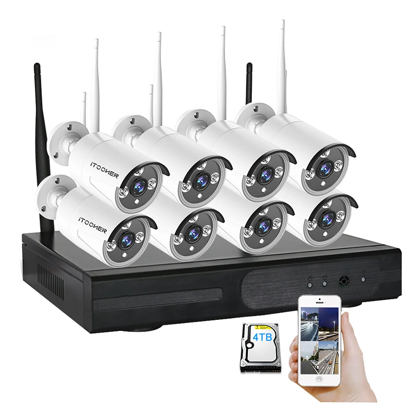 Домашняя камера безопасности CCTV система Беспроводной NVR 8CH IP комплект P2P ИК Ночное