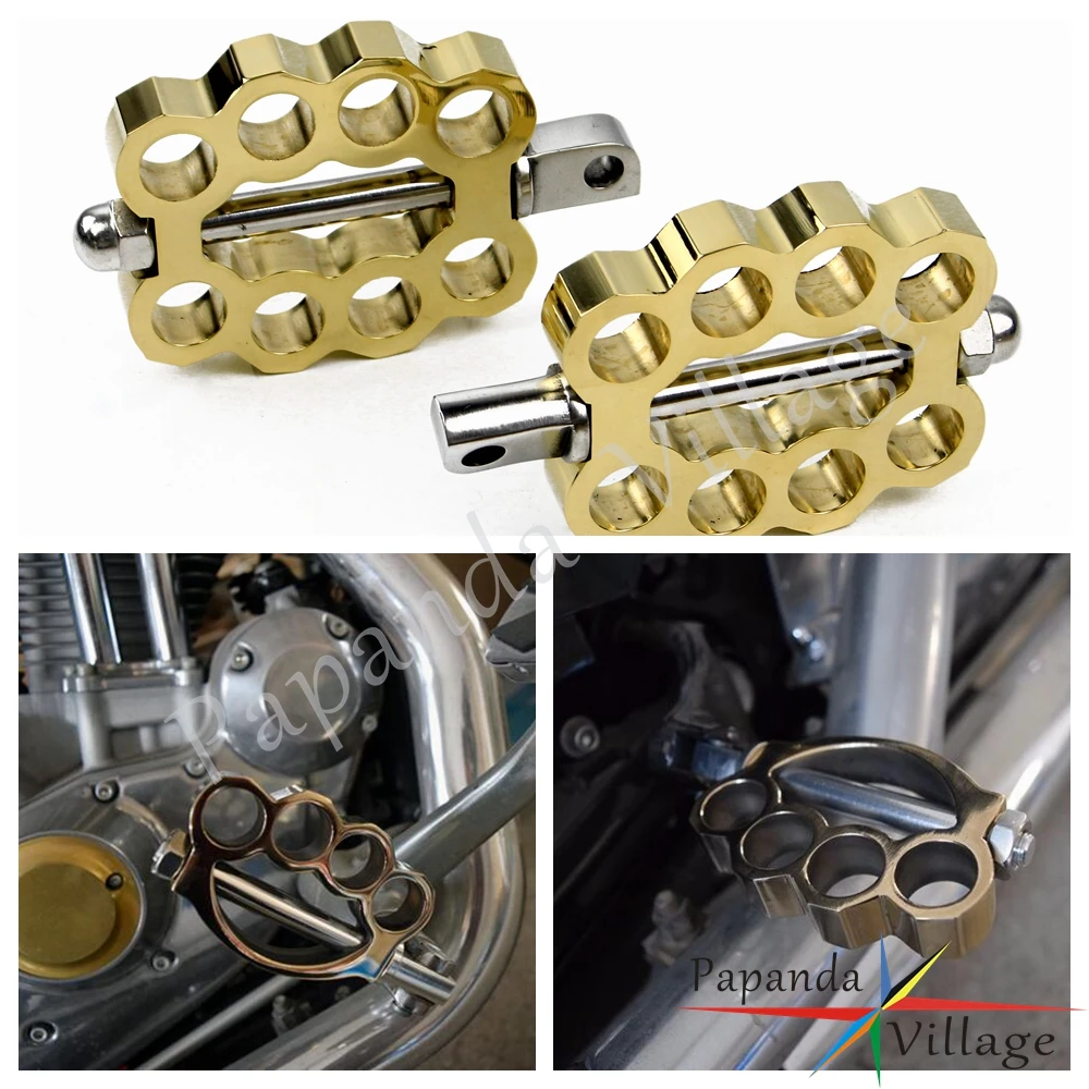 

Universal Motorcycle Old School Foot Pegs Footpeg Foot Pedals For Harley 883R 883L 48 Sportster Chopper Bobber Brass Foot Rests