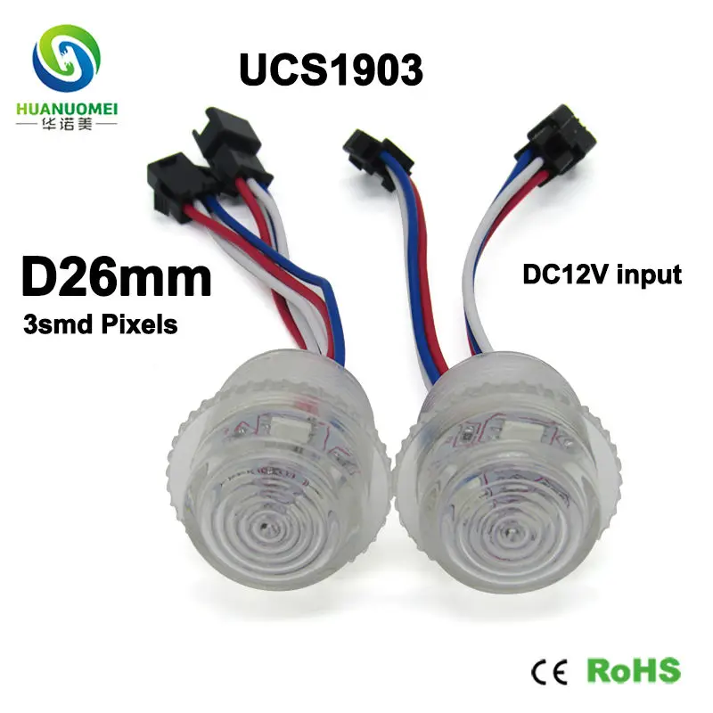 Пиксельная rgb-лампа 12 В 26 мм 3 светодиода адресная водонепроницаемая 5050 smd ucs1903