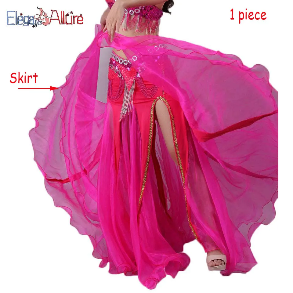 Hot pink Skirt E&A, 2 шт., женский костюм для танца живота, комплект для выступлений, набор для танца живота, модный топ, пояс, ожерелье, браслет, юбка, Одежда для танцев - Цвет: Hot pink Skirt