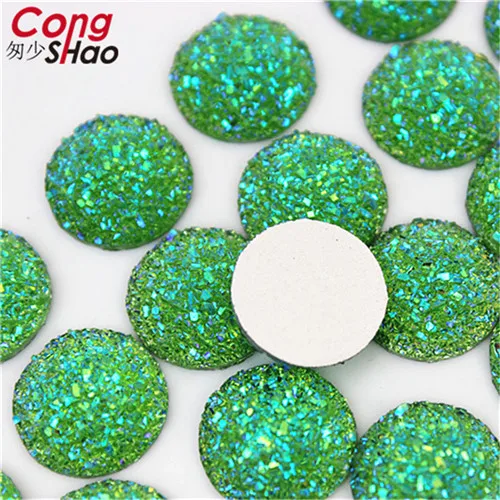 Green AB 50 шт. 16 мм Bling AB цвета выпуклая минеральная поверхность смолы Стразы с плоским основанием камень Кабошон DIY Свадебные украшения WC188 - Цвет: Green AB