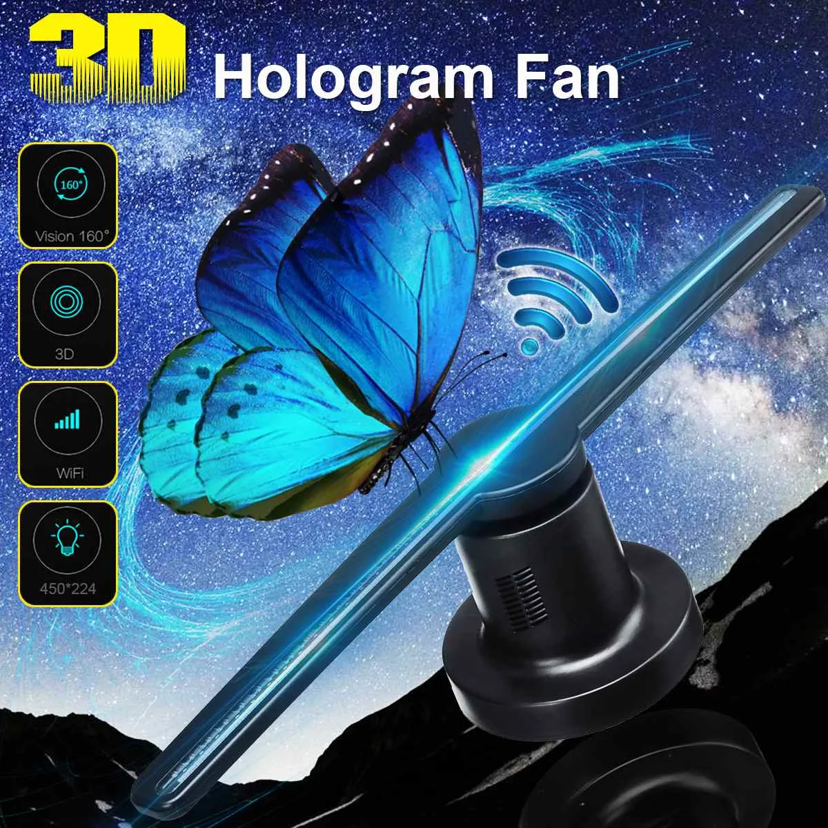 Обновленный 100 см Wifi 3D голографический проектор голограмма плеер светодиодный дисплей Вентилятор рекламный светильник управление приложением с батареей на открытом воздухе