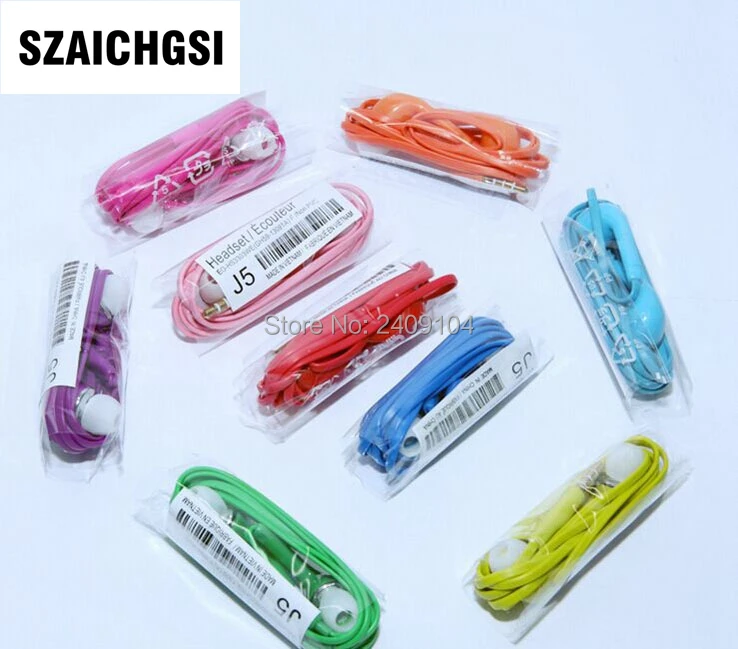 Цветные Плоские наушники-вкладыши SZAICHGSI J5 с микрофоном и регулятором громкости